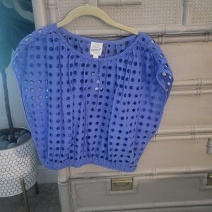 Blue Eyelet Women's Top